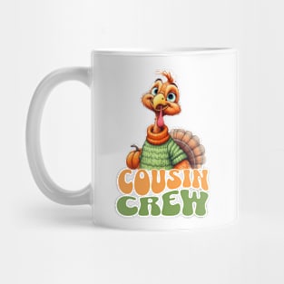 Funny Cousin Crew Thanksgiving Groovy Retro Design Mug